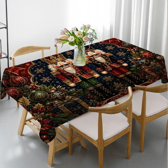 RKSupls Red Blue Green Royal Nutcracker Christmas Rectangle Tablecloth, Holiday-Themed Design - Holiday Party Tablecloth Rectangle Tablecloth, Ideal for Kitchen Picnic Party