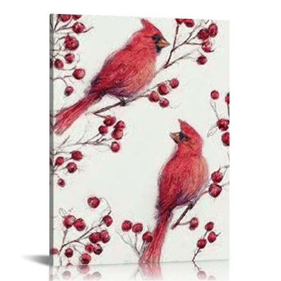 RKSupls Red Cardinal Canvas Wall Art, Canvas Prints Wall Art for Living Room Bedroom Bathroom Office, Art Print Painting for New Year Home Decorations,12x16in