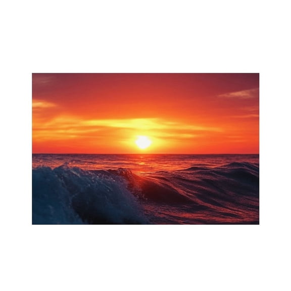 RKSupls Red Ocean Sunset Waves Linen Placemats 30x45cm Straight Edge Stain Resistant Washable Non-Slip Table Mats Table for Kitchen Dining Room Home