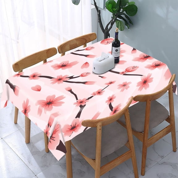 RKSupls Red Poppy Floral Wallpaper Rectangle Dining Tablecloth, Washable Wipeable Stain & Wrinkle Resistant Polyester Tablecloth for Kitchen Picnic Party