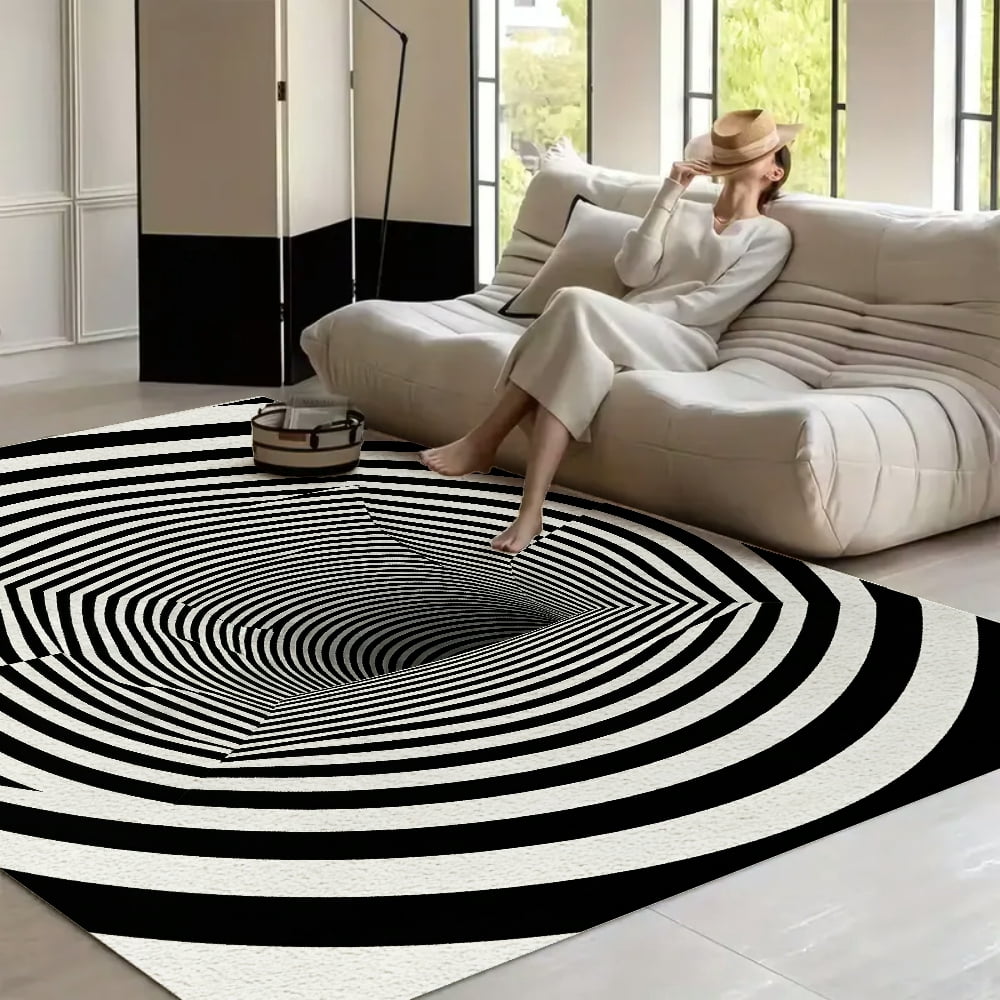RKSupls Rings And Square 3D Illusion Soft Fluffy Velvet Area Rug for ...