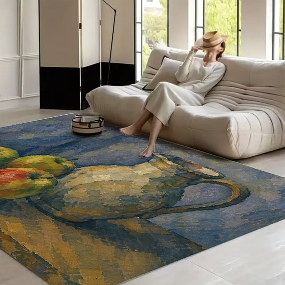RKSupls Rocky Mountain Pines Post Impressionist Soft Fluffy Velvet Area Rug for Living Room Bedroom, Non-Slip Washable Carpet, Modern Minimalist Home Decor Floor Mat