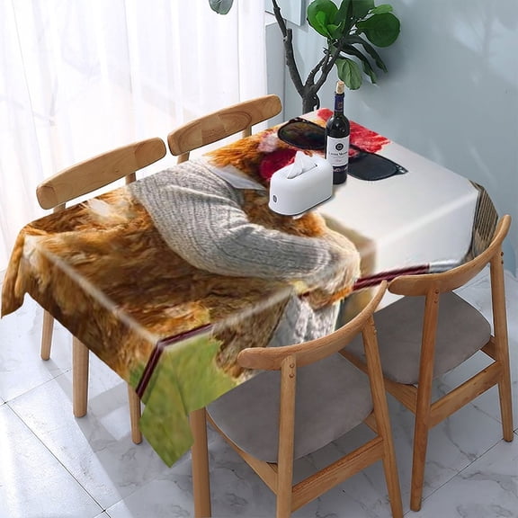 RKSupls Rooster Golf Sunglasses Rectangle Dining Tablecloth, Washable Wipeable Stain & Wrinkle Resistant Polyester Tablecloth for Kitchen Picnic Party