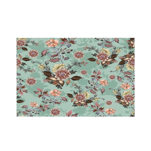 RKSupls Rose Bloom Orange Pattern Linen Placemats 30x45cm Straight Edge Stain Resistant Washable Non-Slip Table Mats Table for Kitchen Dining Room Home