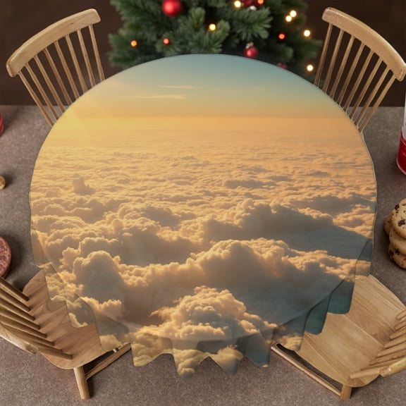 RKSupls Round Tablecloth - Sunrise Cloud Sky Microfiber Table Cover - Soft, Stain Resistant & Washable Decor for Wedding, Party, Holiday, Home Dining, 60x60inch