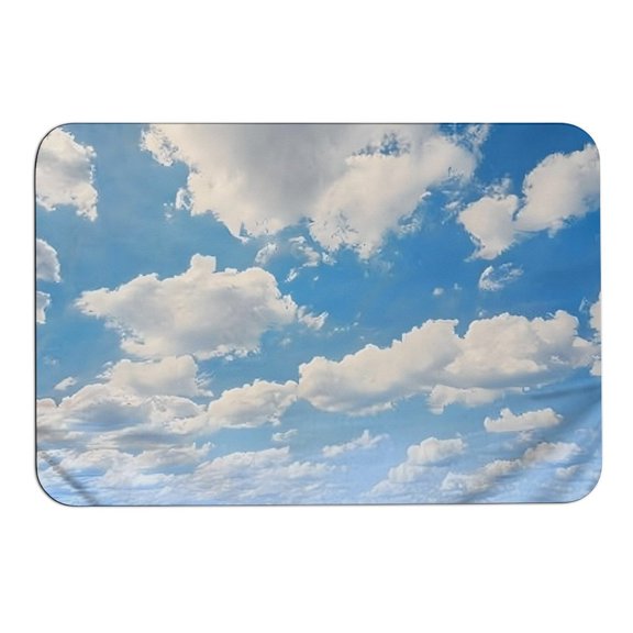 RKSupls Rounded Corner Diatom Mud Floor Mat, Beach Boat Sky Clouds Super Absorbent Non Slip Washable Doormat for Bathroom Bedroom Indoor Use