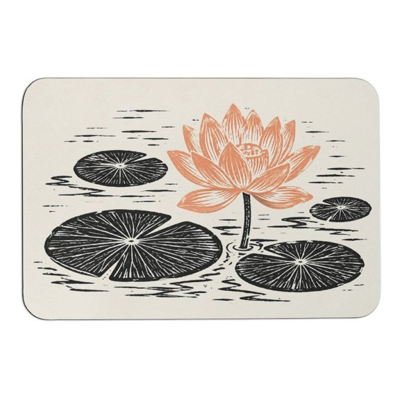 RKSupls Rounded Corner Diatom Mud Floor Mat, Crane Birdin Reeds Super Absorbent Non Slip Washable Doormat for Bathroom Bedroom Indoor Use