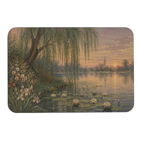 RKSupls Rounded Corner Diatom Mud Floor Mat, Garden Pathwith Cottage Super Absorbent Non Slip Washable Doormat for Bathroom Bedroom Indoor Use