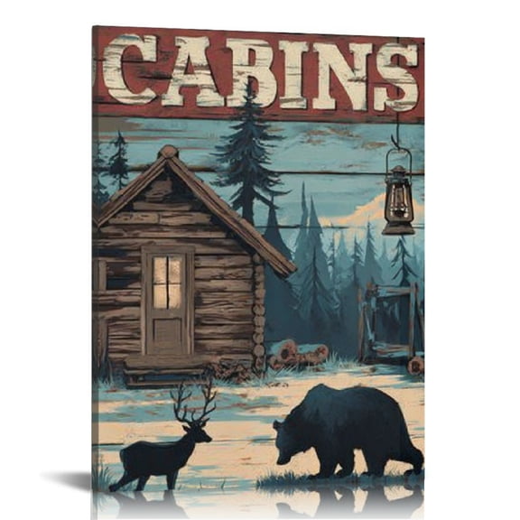 RKSupls Rustic Cabin Canvas Wall Art, Canvas Prints Wall Art for Living Room Bedroom Entryway Office, Art Print Painting for Valentine's Day Home Decorations,12x16in