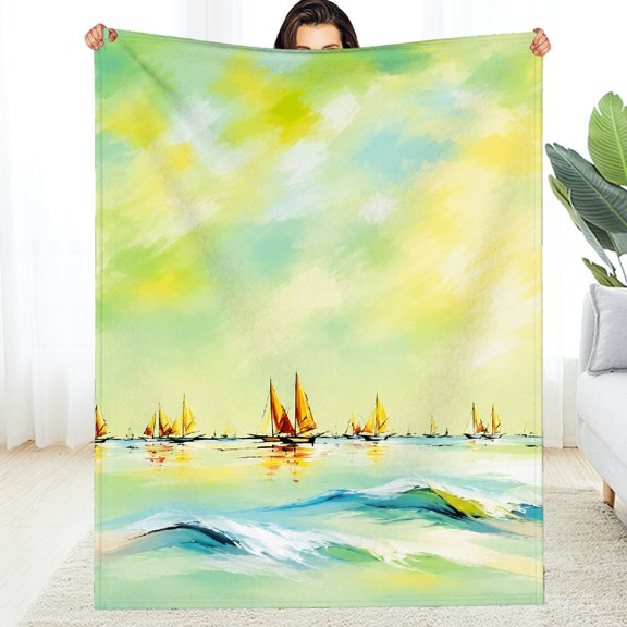 RKSupls Sailboats on Calm Sea at Sunrise All-Season Blanket , Warm Lightweight Warm and Cozy Throw, Soft Throw for Couch, Travel, Camping