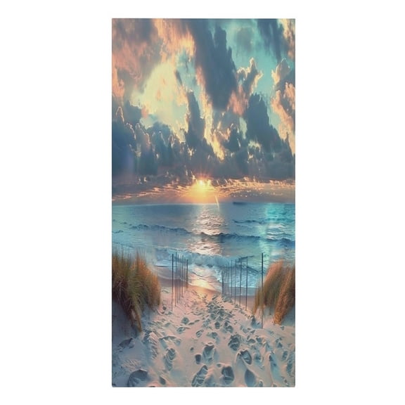 RKSupls Sandy Path Fence Beach Sunset Microfiber Beach Towel Absorbent Compact Towels for Swimming Pool Beach Travel Things for Vacation Essentials Adult Gift,61.4×30.3Inch