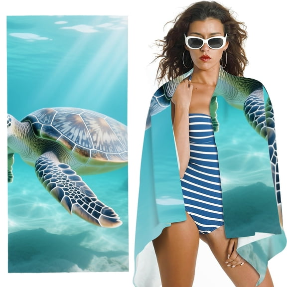 RKSupls Sea Turtle (2) Oversized Microfiber Beach Towel, Ultra-Soft Microfiber Suitable for Bathroom, Beach, Soft Super Absorbent- 30x60 in