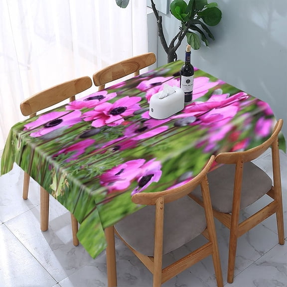 RKSupls Seamless Floral Wallpaper Elegant Rectangle Dining Tablecloth, Washable Wipeable Stain & Wrinkle Resistant Polyester Tablecloth for Kitchen Picnic Party