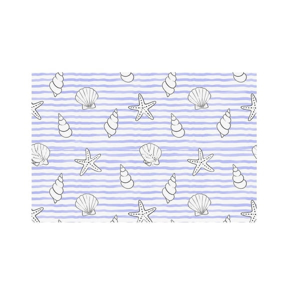 RKSupls Seashell Line Art Stripe Pattern Linen Placemats 30x45cm Straight Edge Stain Resistant Washable Non-Slip Table Mats Table for Kitchen Dining Room Home