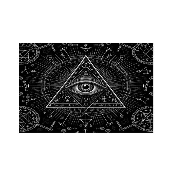 RKSupls All Seeing Eye Pyramid Occult Linen Placemats 30x45cm Straight Edge Stain Resistant Washable Non-Slip Table Mats Table for Kitchen Dining Room Home