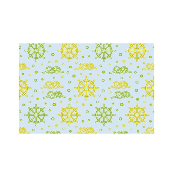 RKSupls Ship Wheel Knot Pattern Linen Placemats 30x45cm Straight Edge Stain Resistant Washable Non-Slip Table Mats Table for Kitchen Dining Room Home
