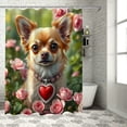 thumbnail image 1 of RKSupls Shower Curtain, Cute Chihuahua with Heart Pendant Waterproof Polyester Shower Curtain with Hooks for Chic Elegant Home Bathtub Bathroom Decor Washable Curtains, 1 of 5