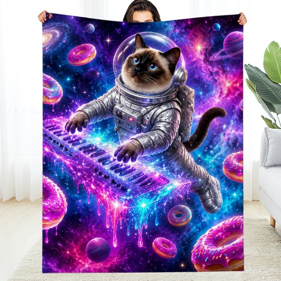 RKSupls Siamese Cat Space Explorer  All-Season Blanket , Soft Allergy  Fuzzy Bedding for the Couch, Soft Throw for Couch, Travel, Camping