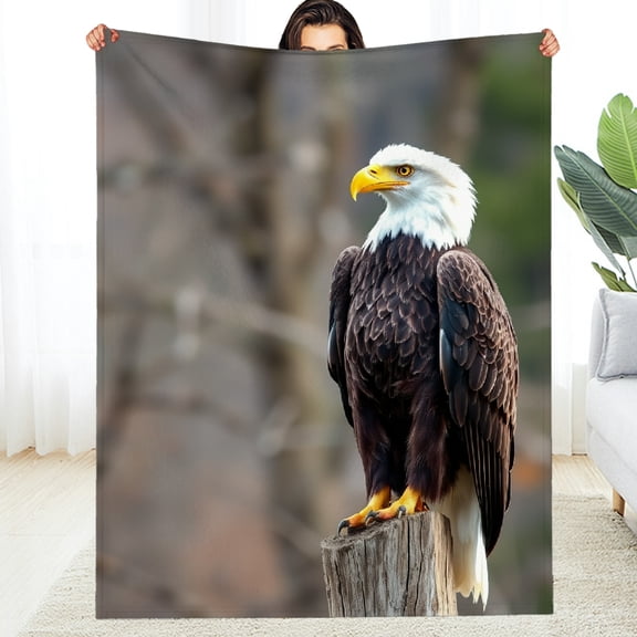 RKSupls Single Bald Eagle Soft Flannel Throw Blanket, Lightweight Fuzzy Warm Cozy Blanket for Couch Bed Home Travel Decor