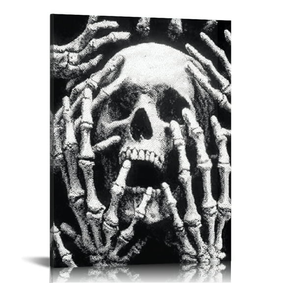RKSupls Skull Horror Canvas Wall Art, Canvas Prints Wall Art for Living Room Bedroom Stairway Office, Art Print Painting for New Year Home Decorations,12x16in