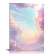 RKSupls Sky Clouds Sun Pastel Canvas Wall Art, Canvas Print, Ready to Hang Bathroom Bedroom Kitchen Dining Room Entryway Wall Decor Prints