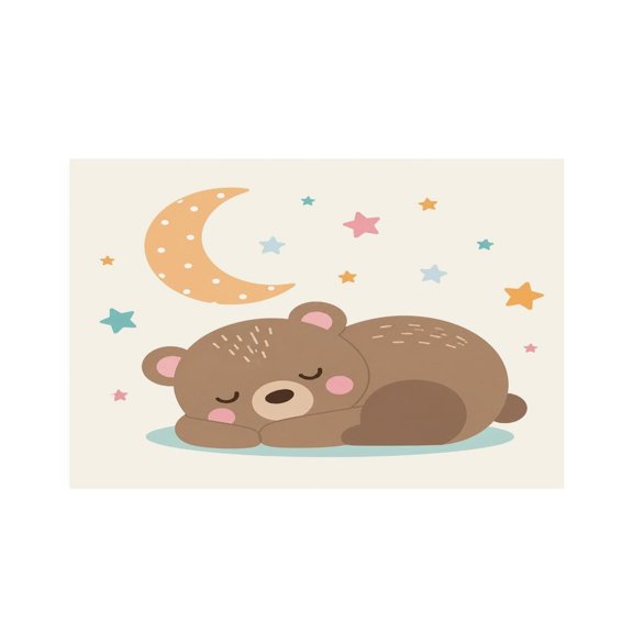 RKSupls Sleeping Bear Under Moon Stars Linen Placemats 30x45cm Straight Edge Stain Resistant Washable Non-Slip Table Mats Table for Kitchen Dining Room Home