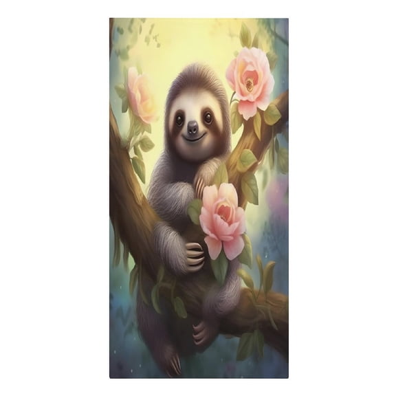 RKSupls Sloth Branch Flowers Microfiber Beach Towel Absorbent Compact Towels for Swimming Pool Beach Travel Things for Vacation Essentials Adult Gift,61.4×30.3Inch