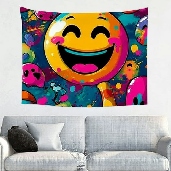 RKSupls Smile Face Tapestry,Home Tapestry Suitable for Hanging for Decorative Wall Hanging, Decorative Bedroom, Living Room Decoration - 40x30in