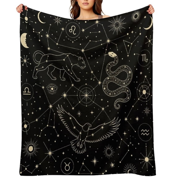 RKSupls Snake Leopard Eagle Constellation Soft Flannel Throw Blanket, Lightweight Fuzzy Warm Cozy Blanket for Couch Bed Home Travel Decor