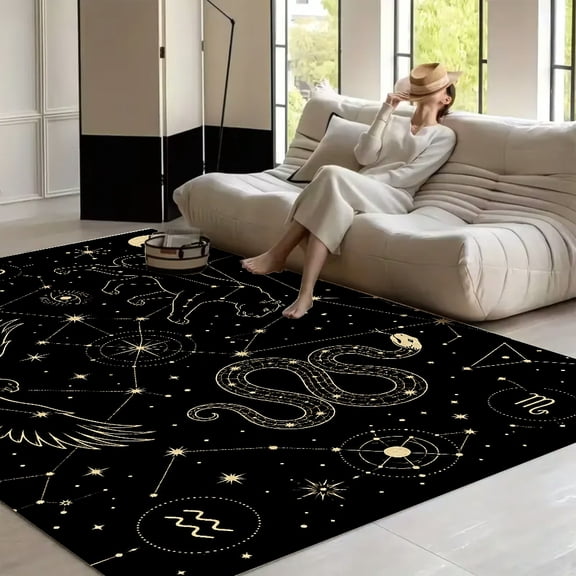 RKSupls Snake Leopard Eagle Constellation Soft Fluffy Velvet Area Rug for Living Room Bedroom, Non-Slip Washable Carpet, Modern Minimalist Home Decor Floor Mat