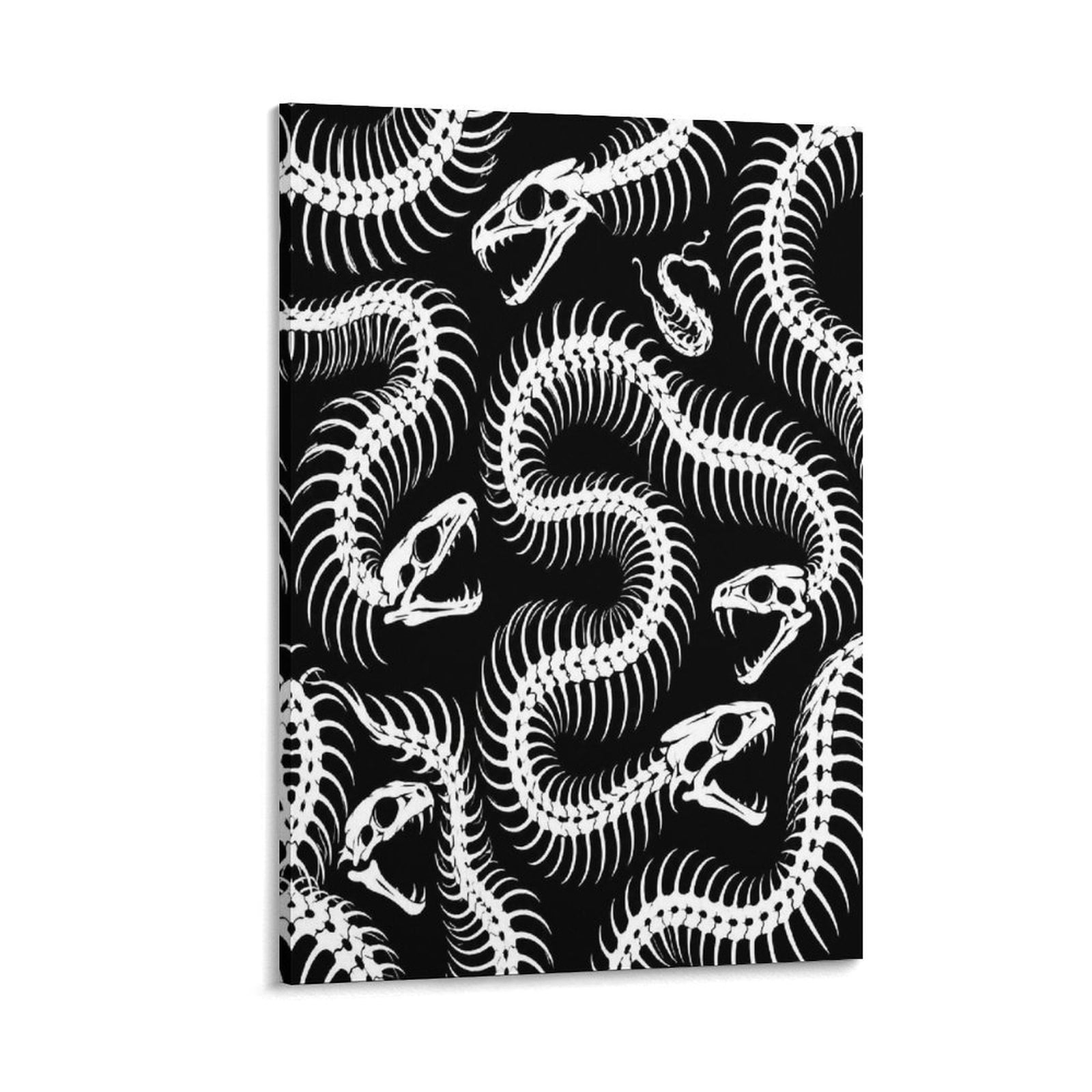 Pythonr Skull RKSupls Snake Skeleton Pattern Canvas Wall Art Framed Painting, Modern ...