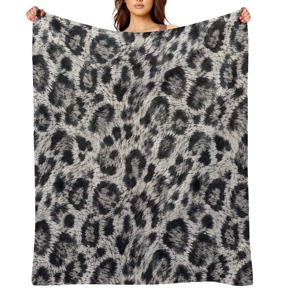 RKSupls Snow Leopard Animal Print Pattern Soft Flannel Throw Blanket, Lightweight Fuzzy Warm Cozy Blanket for Couch Bed Home Travel Decor