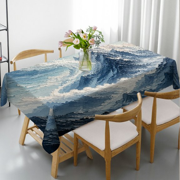RKSupls Snow Mountain Peak Winter Tablecloths for dining table, 2D Flat Printing - Festive Table Setting Rectangular Tablecloth, Cafe, dinner, picnic