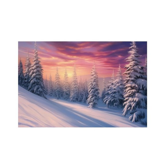 RKSupls Snowy Landscape Sunset Trees Winter Linen Placemats 30x45cm Straight Edge Stain Resistant Washable Non-Slip Table Mats Table for Kitchen Dining Room Home