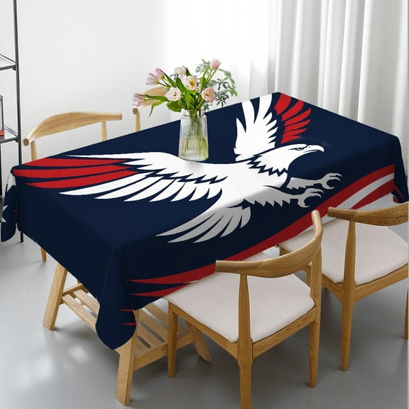RKSupls Soaring Eagle With Stars And Ribbon Rectangle Dining Tablecloth, Holiday Party Tablecloth - Machine-Made Rectangle Dining Tablecloth, Kitchen Picnic Party