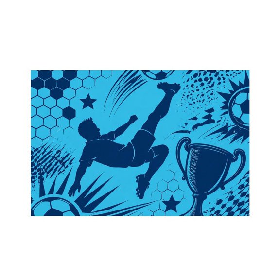 RKSupls Soccer Bicycle Kick Trophy Linen Placemats 30x45cm Straight Edge Stain Resistant Washable Non-Slip Table Mats Table for Kitchen Dining Room Home