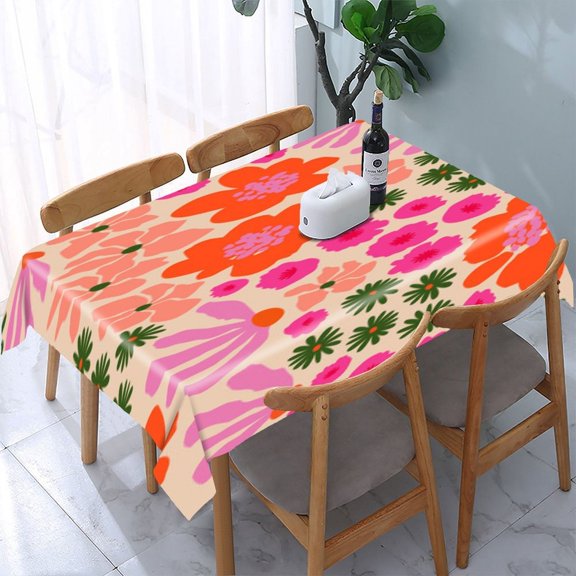 RKSupls Soft Blue Floral Seamless Rectangle Dining Tablecloth, Washable Wipeable Stain & Wrinkle Resistant Polyester Tablecloth for Kitchen Picnic Party