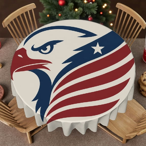 RKSupls Soft - Eagle Head Flag Wing Print, Holiday-Themed Design Polyester Tablecloths Stain Resistant & Washable Decor ,Decor for Wedding, Party, Holiday, Home Dining