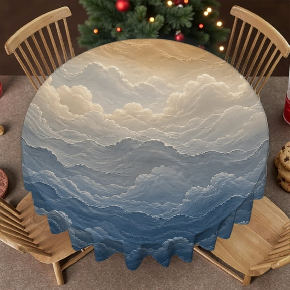 RKSupls Soft Family Round Table Cover - Sunset Cloud Sky Print, Festive Table Setting Kitchen Accessories 60-Inch Round Tablecloth for Home Dining, Banquets