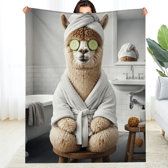 RKSupls Soft Flannel Fleece Blanket, Alpaca Spa Day All-Season Blanket - Warm Tear-Resistant Soft Throw for Couch, Travel, Camping