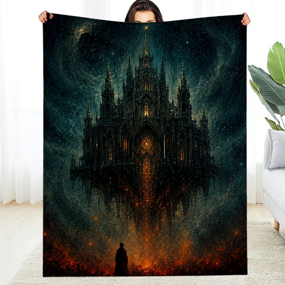 RKSupls Soft Flannel Fleece Blanket, Gothic Cathedral in Void Warm and Cozy Throw - Napping Lightweight Soft Throw for Couch, Travel, Camping