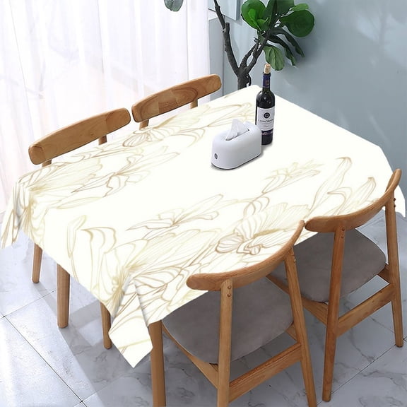 RKSupls Soft Pastel Watercolor Floral Rectangle Dining Tablecloth, Washable Wipeable Stain & Wrinkle Resistant Polyester Tablecloth for Kitchen Picnic Party