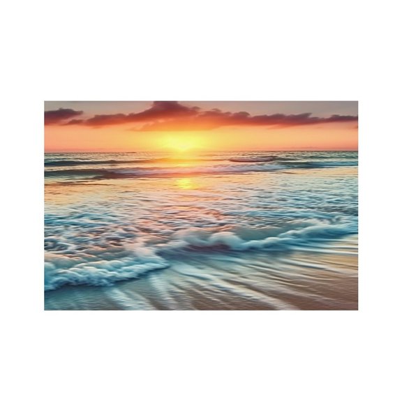 RKSupls Soft Waves Beach Sunrise Linen Placemats 30x45cm Straight Edge Stain Resistant Washable Non-Slip Table Mats Table for Kitchen Dining Room Home