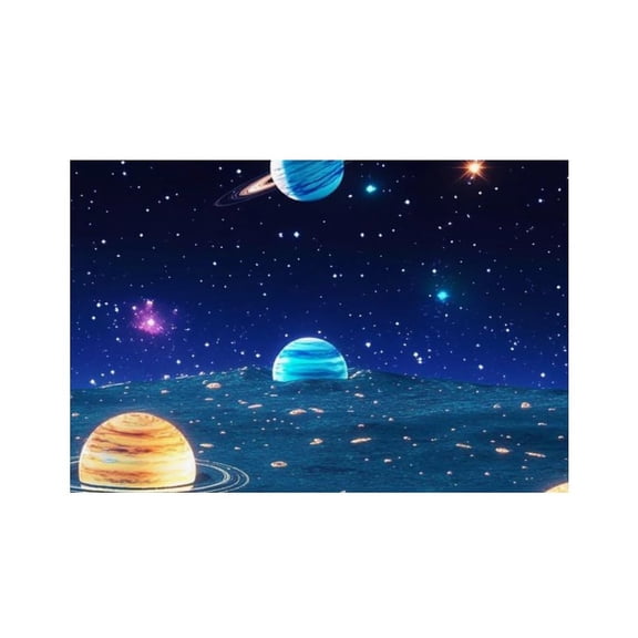 RKSupls Space Planet Ocean Reflection Linen Placemats 30x45cm Straight Edge Stain Resistant Washable Non-Slip Table Mats Table for Kitchen Dining Room Home