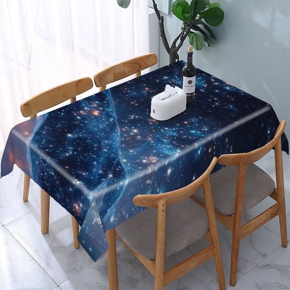 RKSupls Space Whale Stars Rectangle Dining Tablecloth, Washable Wipeable Stain & Wrinkle Resistant Polyester Tablecloth for Kitchen Picnic Party