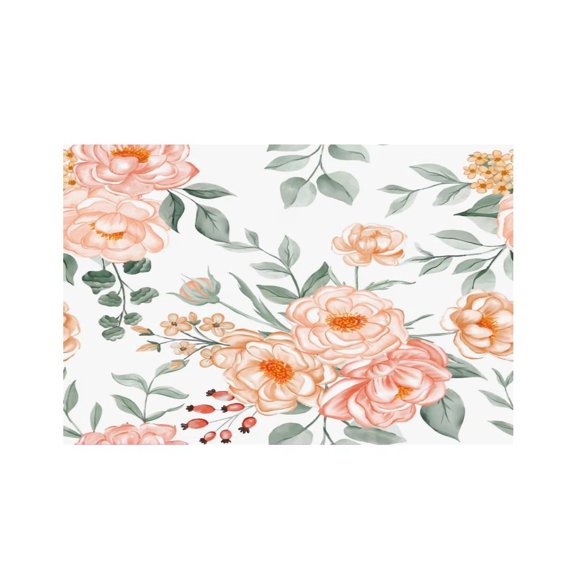 RKSupls Spring Floral Watercolor Luxury Linen Placemats 30x45cm Straight Edge Stain Resistant Washable Non-Slip Table Mats Table for Kitchen Dining Room Home