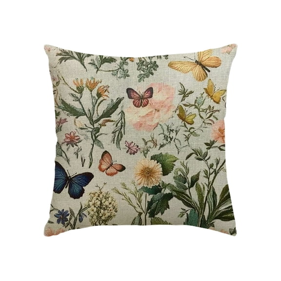 RKSupls Spring Sage Green Wild Flower Plant Pillow Covers, Seasonal Floral Outdoor Decorative Square Line Linen Farmhouse Decor Cushion Covers for Couch Bed Car, Bedroom Farmhouse Home Decor