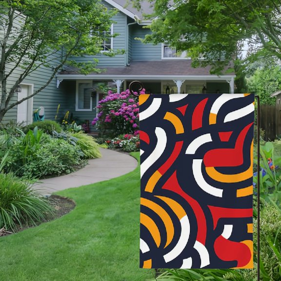 RKSupls Spring Summer Garden Flag Double Sided Abstract Geometric Triangle Pattern Linen Welcome Yard House Outside Outdoor Decoration,12*18 inch