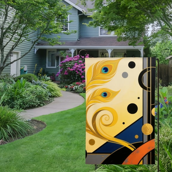 RKSupls Spring Summer Garden Flag Double Sided Abstract Orange Sun Black Leaves Yellow Welcome Yard House Outside Outdoor Decoration,12*18 inch