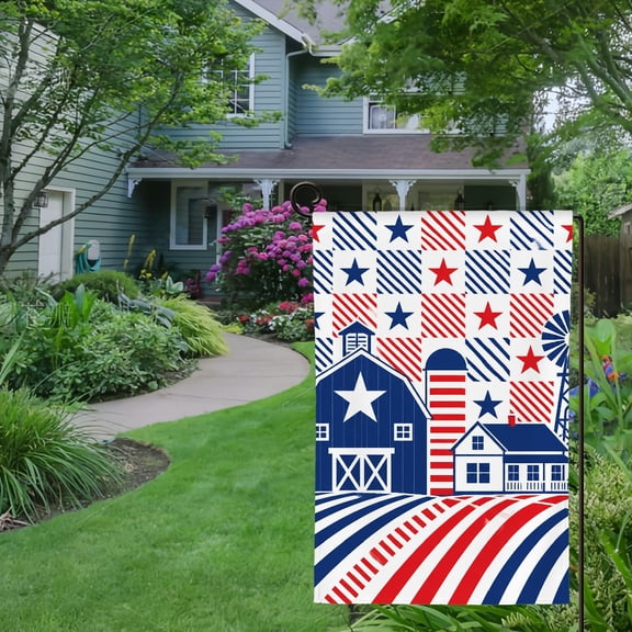 RKSupls Spring Summer Garden Flag Double Sided, Americana Farm Barn Scene Linen Welcome Yard House Outside Outdoor Decoration,12*18 inch